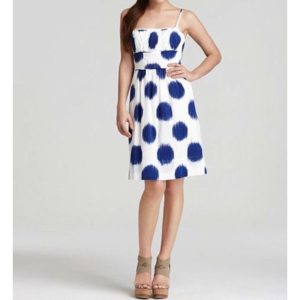 Kate Spade ♠️  Caroline Blue & White Dot Cotton Summer Dress, Size 6 - Picture 2 of 8